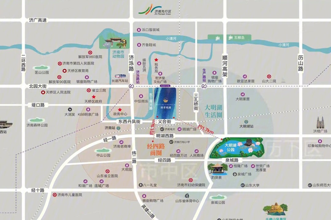济南金科连城博翠明湖区位图